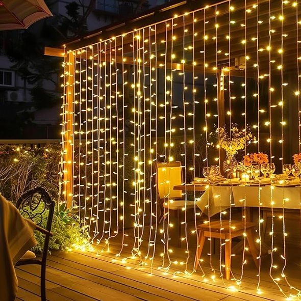 Purple LED Curtain Lights - 300 LEDs with 8 Modes
