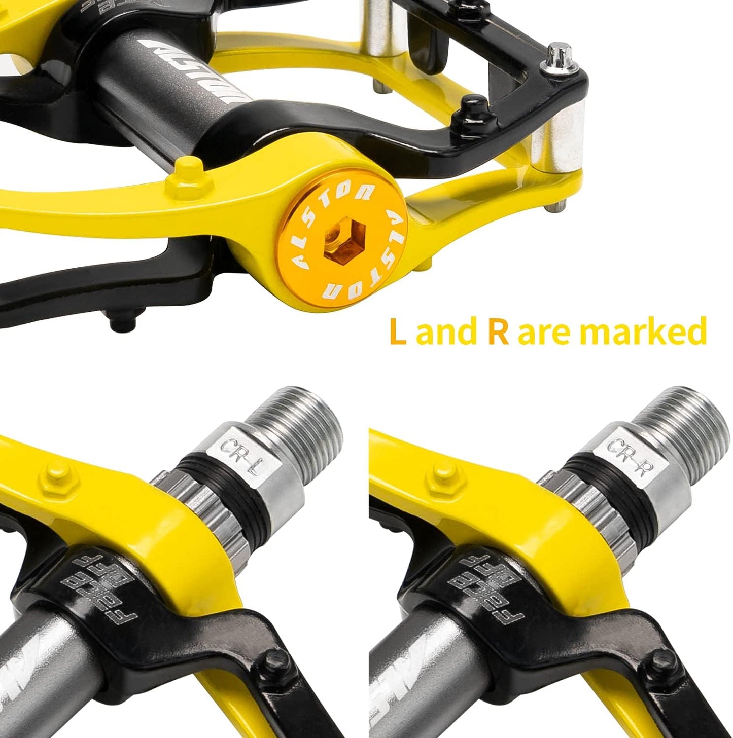 Alston Mountain Bike Pedals Road Bicycle Pedals Non-Slip Lightweight Cycling Pedals Platform Pedals 3 Bearings Pedals for BMX MTB 9/16