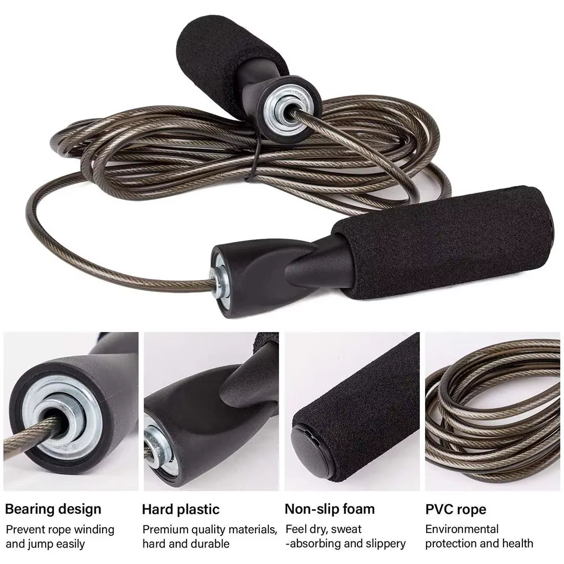 1Pc Adjustable Length Steel Wire Jump Rope Speed Skipping Workout Fitness Kids Adults Sport Portable Exercise Training Equipment