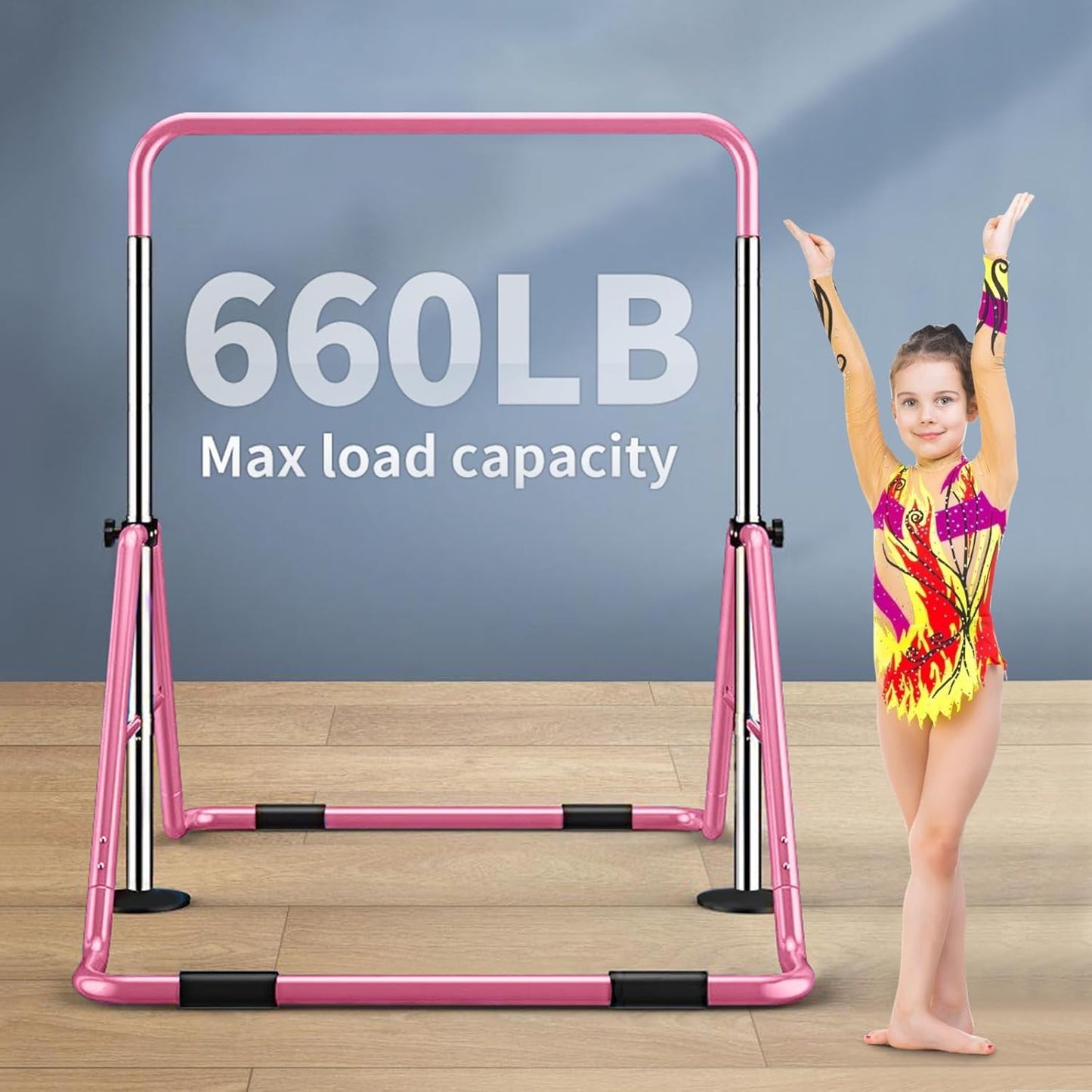 Slsy Gymnastics Bars Kids Kip Training Bars for Home, Folding Horizontal Bars with Adjustable Height, Practice Bar Gymnastic for Kid, Child, Girls, Boys