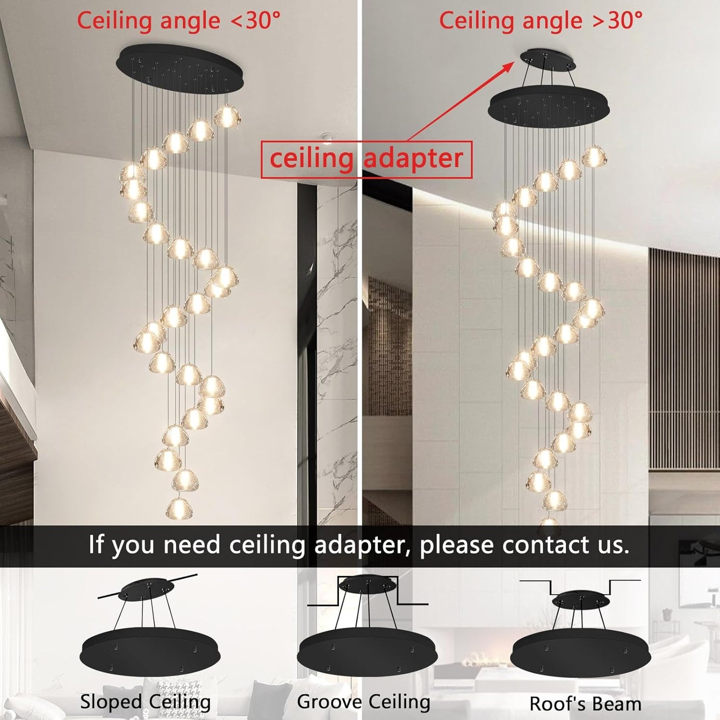 177'' Long Large Crystal Chandeliers 25-Lights LED Chandeliers for High Ceiling Handing Light Fixture for Hallway Foyer Staircase