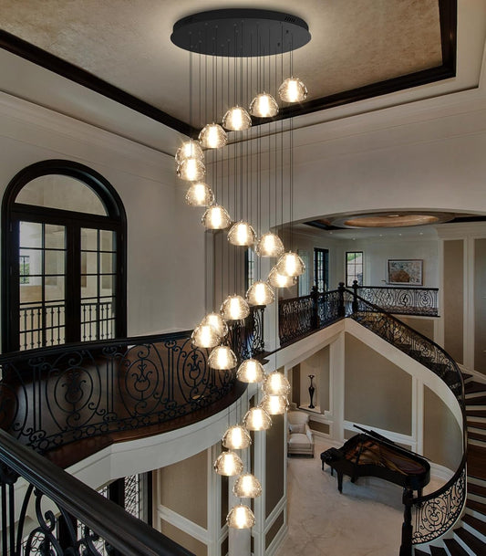 177'' Long Large Crystal Chandeliers 25-Lights LED Chandeliers for High Ceiling Handing Light Fixture for Hallway Foyer Staircase