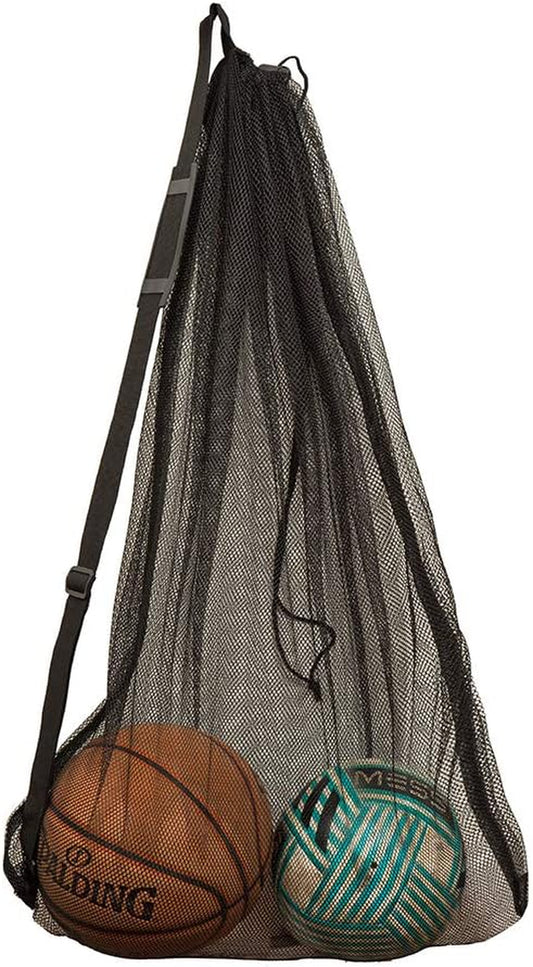 Dogeek Heavy Duty Football Net Bag (10-12 Balls) Basketball Tennis Bag for Coaches Football Ball Bag Net Extra Large Mesh Drawstring Bag (Bar Strap No Pocket, 2)